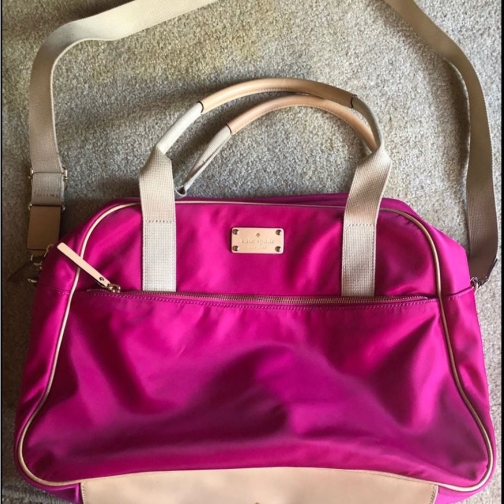 Kate Spade pink nylon weekender